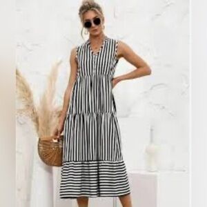 SHEIN Striped Summer maxi dress sleeveless size L